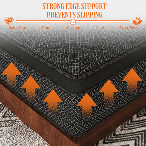 12" 14" Gel Memory Foam Mattress Hybrid Spring Twin Full Queen King Bed In A Box - Picture 8 of 12