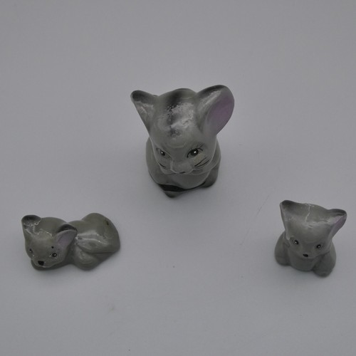 Mini mouse grigio vintage 2" e 2 piccoli topi bambini gesso gesso set famiglia 3 pz - Foto 6 di 7