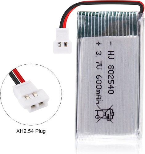 2X 3,7V 600mAh 25C XH2.54 Stecker Lipo Akku + USB Ladegerät für RC Quadcopter Drohne - Bild 10 von 12