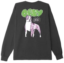 Obey Men's Long Sleeve T-Shirt Heavy Sound Pit bull Heavyweight Size Medium