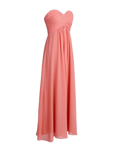 Women Bridesmaids Bandeau Dress Strapless Sweetheart Chiffon Wedding Maxi Gowns - Picture 10 of 78