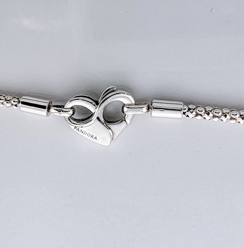 NEW 100% Authentic PANDORA 925 Silver Heart Studded Chain Necklace 392451C00 - Picture 5 of 5