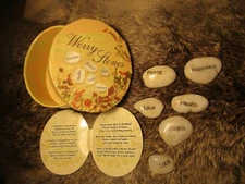 BOXED WORRY STONES SET - FELT BAG - PEACE HAPPINESS LOVE HEALTH SUCCESS LUCK