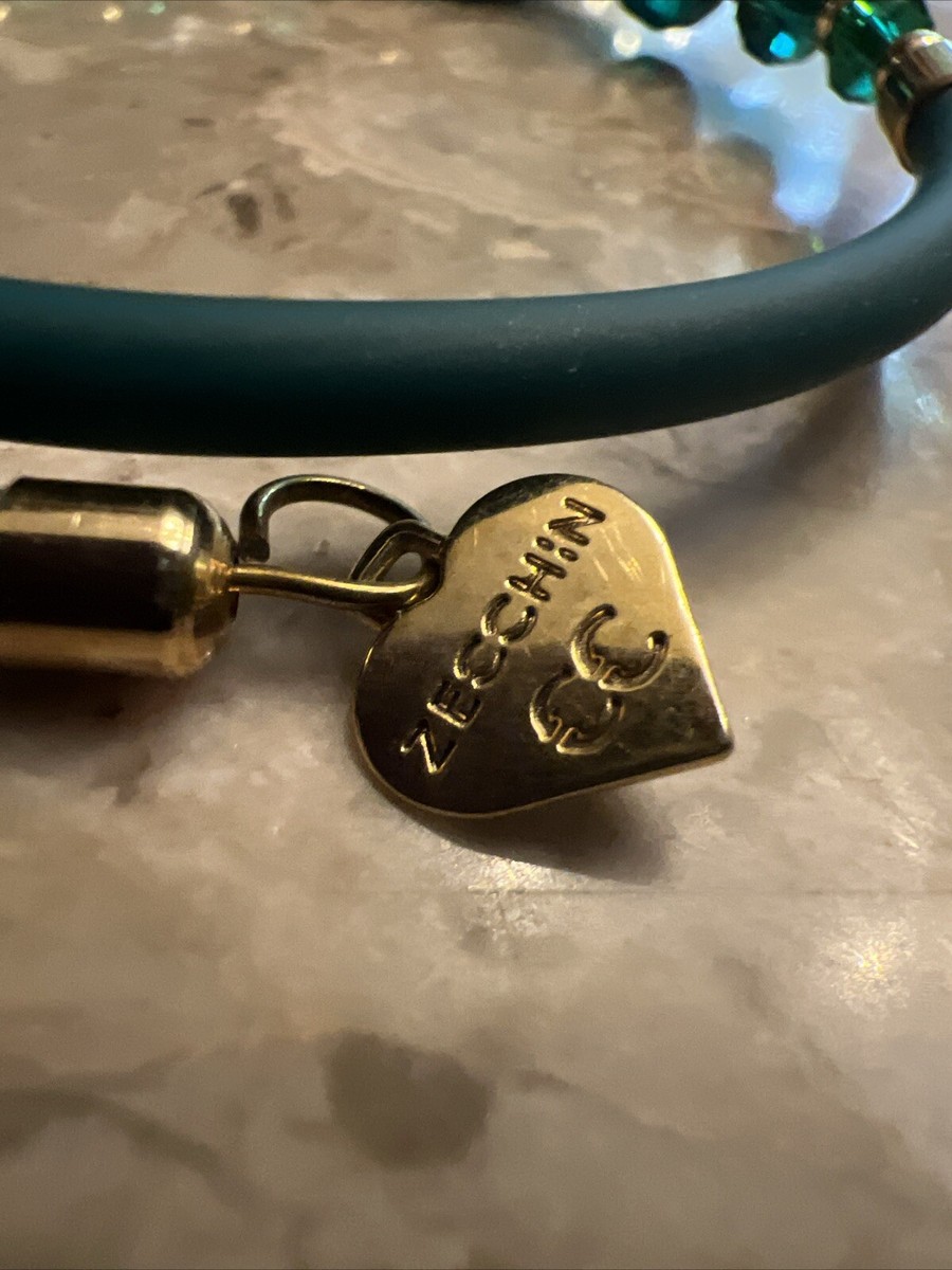 CC Zecchin Venezia Murano Glass Dark Green Corded Bracelet OS