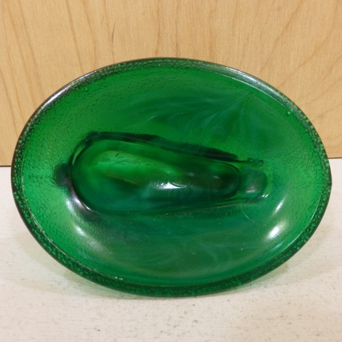 McKee Summit smaragdgrün Schlacke Glas Kaninchen Häschen auf Nest bedeckt Schüssel Schale - Bild 7 von 17