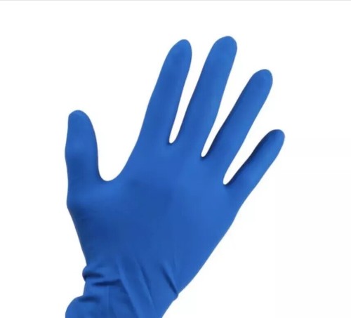 RHINO ORIGINAL LATEX 14 Mil Powder-Free BLUE Gloves 50pc / Box "HEAVY DUTY" - Picture 1 of 7