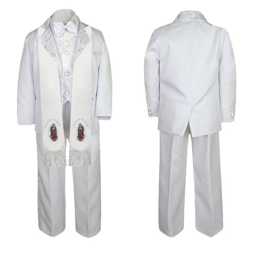 Traje Blanco Bebé Niño Pequeño Bautizo Comunión Guadalupe Estolado Sm-20 - Imagen 15 de 21