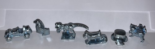 6 CHEATERS MONOPOLY GAME PARTS TOKENS DINOSAUR PENQUIN CAT HAT CAR MOVERS Pieces - Picture 7 of 9