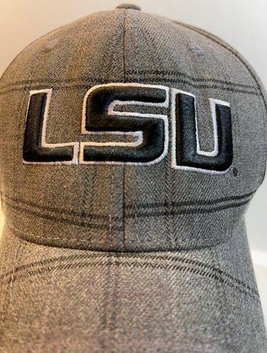 Top of the World LSU Baseball Hat One Fit Embroidered Gray Plaid - Picture 2 of 11