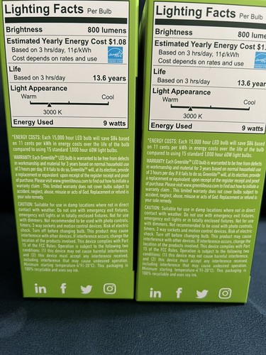 NEW Greenlite LED 60W A19 Med Base Household Bulbs | Two 4 Packs | 8 Bulbs Total - Picture 3 of 4