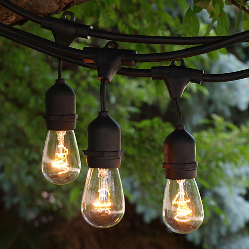 NEW 100 ft Black Outdoor Edison Metro String Strand Light 35 Sockets + 40 Bulbs - Picture 1 of 11