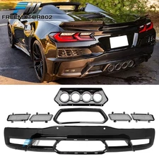 Fits 20-25 Corvette C8 Z06 OE Style Rear Diffuser Silver Quad Exhaust Tip Grille