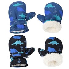 Fleece Lined Mittens for Baby Boys Girls,Baby 4-8 Years Navy  Black -2pair