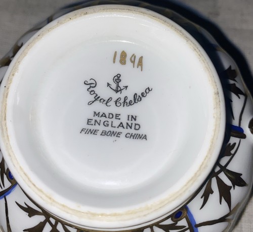 Royal Chelsea “Regal” Gold And Blue Footed Cup And Saucer Set - Picture 6 of 7