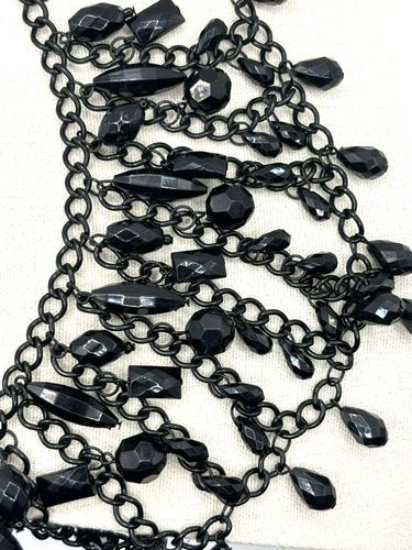 MIXIT Black Multi Mixed Shaped Acrylic Bead Chainmail Necklace 18 Inch NWT - Picture 6 of 20
