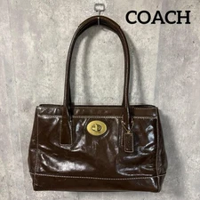 COACH Handbag Turn Lock Leather 11788 Brown 20a