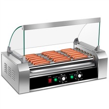 WeChef 18 Hot Dog 7 Roller Grill Maker w/ Dual Temp Control Glass Hood