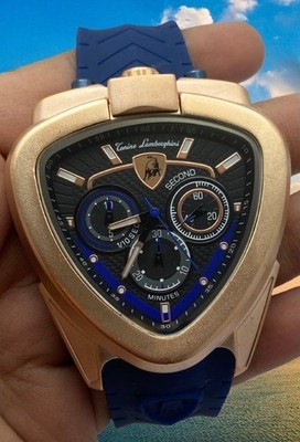 Refurbished Beautiful Lamborghini Black Chronograph Dial Men's Quartz Wristwatch