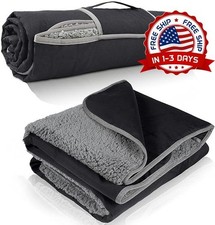 Manta de exterior impermeable con forro de sherpa para camping playa y perros