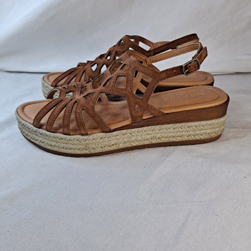 Bella Vita Italy Women's Zip Wedge Sandals Whiskey Suede Leather Size 10 Wide - Bild 2 von 11
