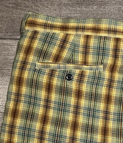Tommy Bahama Relax 100% Linen Golf Golf Shorts Men’s 40 Green Brown Yellow Plaid - Picture 6 of 7