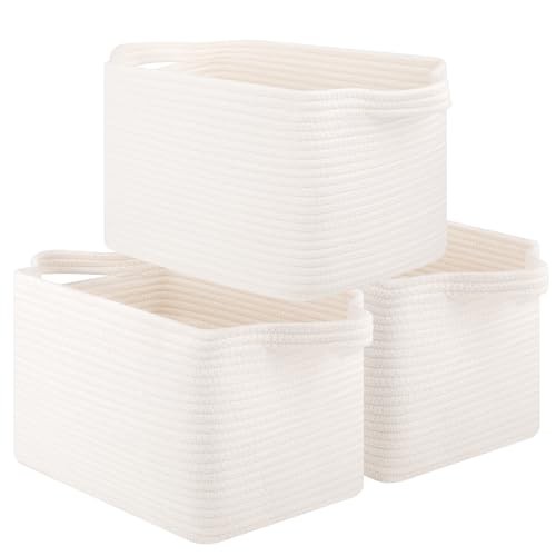 Storage Baskets for Organizing, Decorative Woven Baskets for Shelves, Cotton - Picture 2 of 8