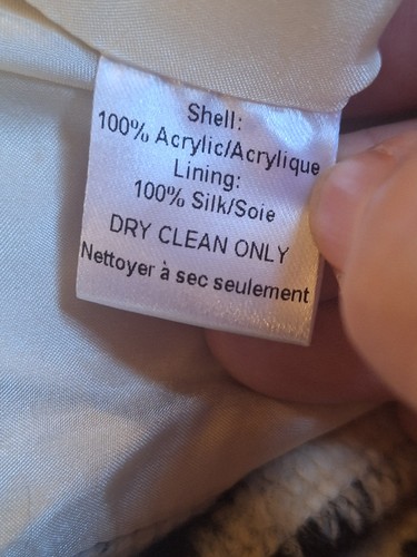 Tucker Diamond schwarz/elfenbein geknöpfte Jacke Gürtel Seide gefüttert Damen Größe S - Bild 6 von 8