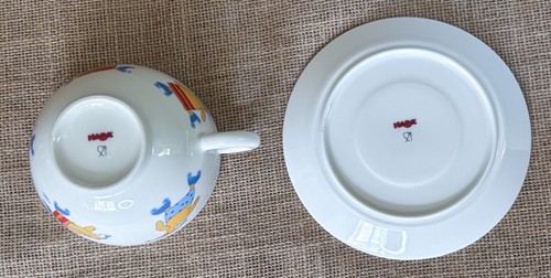 Haba Bear In Rollerskates Cappuccino Mug And Polka Dot Saucer Whimsical Funny - Picture 7 of 9