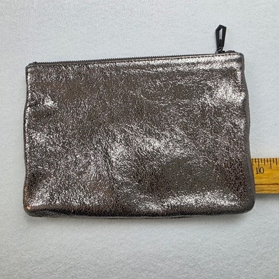 Marc Jacobs Target Neiman Marcus Metallic Pewter Leather Pouch Clutch Bag