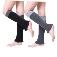 Leg Warmers for Women Winter Warm One Size Color Block - Black /Dark Grey