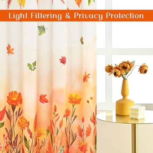 Fall Curtains for Living Room 63 Inch Length 52"W x 63"L (Pack of 2) Orange - Bild 4 von 8