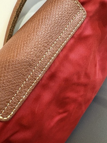 LONGCHAMP Paris Le Pliage Red Nylon Foldable Packable Tote 21” x 12” Authentic - Picture 8 of 23