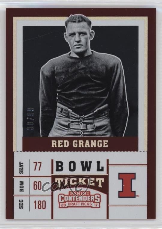 2017 Panini Contenders Draft Picks Bowl Ticket 30/99 Red Grange #83 HOF 1l0s