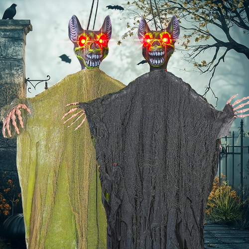 Halloween Deko Outdoor 2er Pack 6FT hängende Fledermaus Geist, gruselige gruselige Deko - Bild 10 von 12