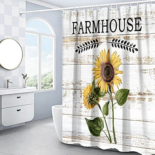 Shower Curtain Farmhouse Country Daisy Shower Curtain Rustic Barn Sunflower - Picture 2 of 7