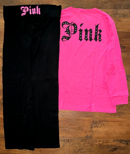 T-shirt Victoria's Secret rosa Bling Campus LS + pantaloni svasati Carmine Rose L ๐ - Foto 2 di 19
