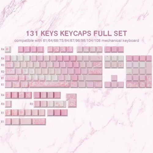 Keycaps Cherry Blossom Tie-Dye Keycap Set - Custom Side Printed PBT Pink Keyc... - Picture 2 of 7