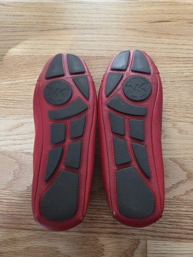 MICHAEL KORS MOCCASIN WOMEN SIZE 8M LOGO BUCKLE RED LEATHER SLIP ON - Bild 13 von 16