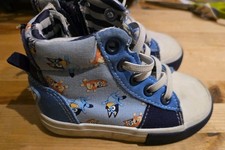 Toddler Size 6 Bluey Bingo High Top Sneakers Shoes Blue White Canvas Easy On