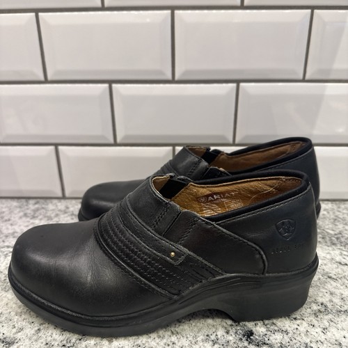 Ariat Women’s Shoes Steel Toe Clogs Safety Work Black Leather Size 8 B Composite - Picture 5 of 15