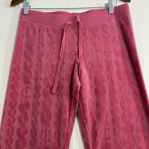Juicy Couture Velour Track Pants Size Medium Straight Pink - Picture 6 of 9