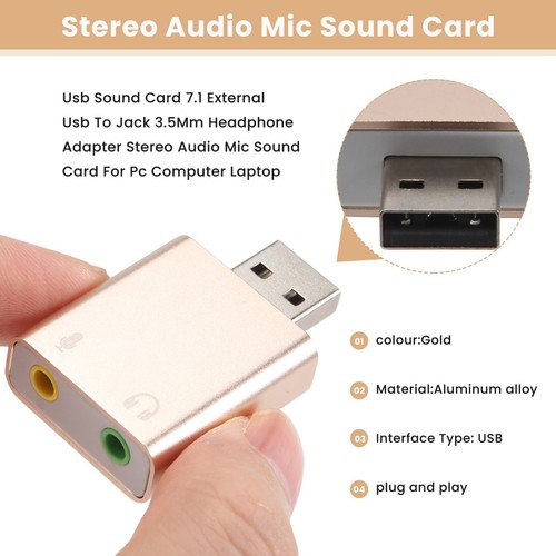 Usb Sound Card 7.1 External Usb To Jack 3.5Mm Headphone Adapter Stereo5034 - Afbeelding 4 van 7
