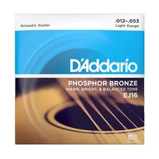 D'Addario EJ16 Phosphor Bronze Light Acoustic Guitar Strings .012-.053