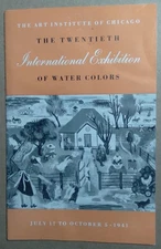 1941 The Art Institute Chicago Twentieth International Exhibition Water Colors