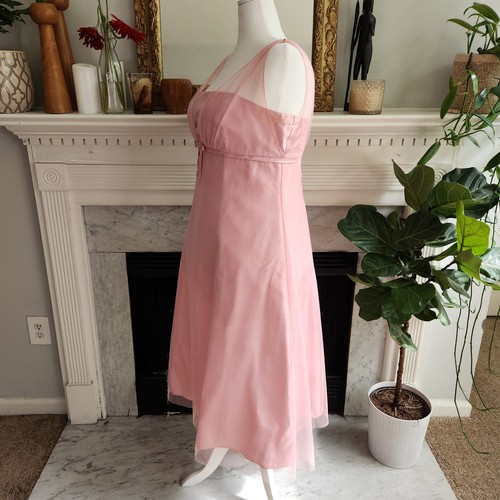 Vestido de Dama de Honor Acampanado Rosa Ajuste Malla Satinada Lazo Twee Coqueta Retro Talla 16 - Imagen 2 de 7