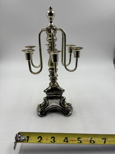Vintage Rubel 6-armiger Kerzenleuchter versilbert Barock Rokoko verziert Kerzenhalter  - Bild 1 von 6