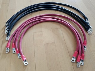8x Batteriekabel 80cm Stromkabel 70mm² Kabel M8 Kabelschuh rot/schwarz AWG 2/0
