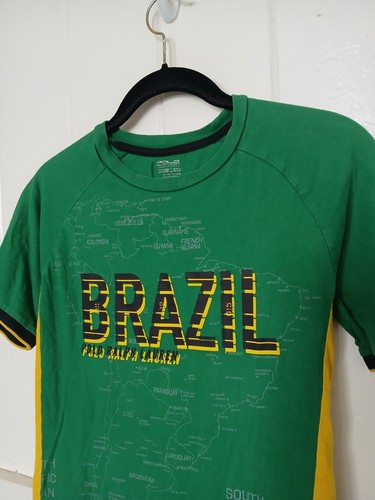 POLO Ralph Lauren BRAZIL Graphic T Shirt Youth M (Boys) Green Yellow Cotton - Picture 7 of 13