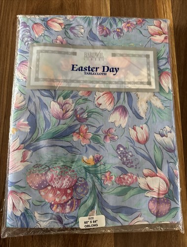 NEW Bardwil Linens Easter Day Tablecloth Oblong Cloth Cottagecore Spring 60x84” - Picture 1 of 7