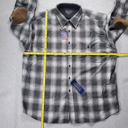 Camisa de Lana Pendleton Para Hombres XXL 2XL Ombre Negra Gris Parches en el Codo DEFECTUOSA - Imagen 8 de 22